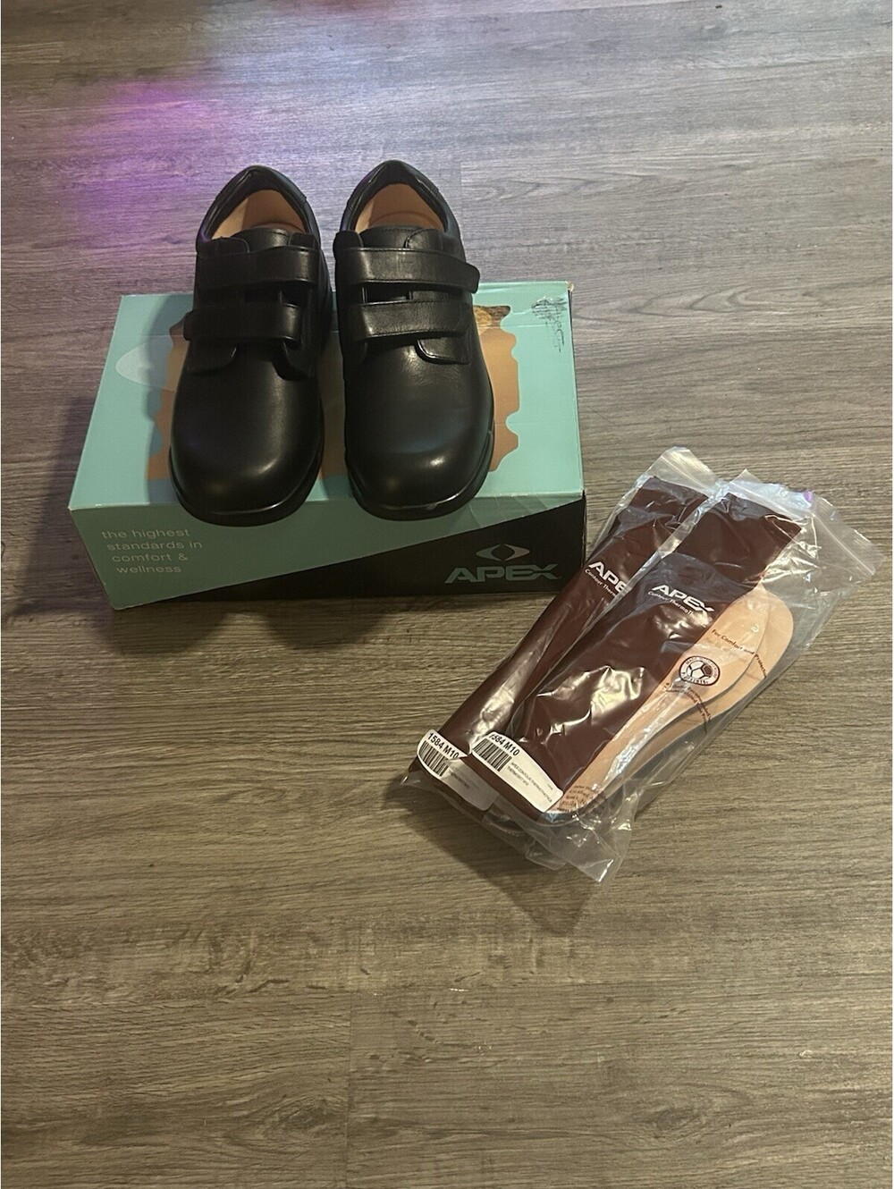 Apex Orthopedic Walking Shoes Mens Size 10X Wide Black Leather Comfort
